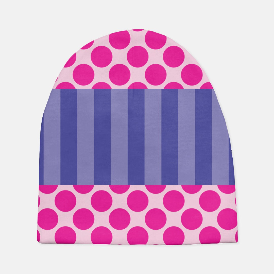 Big Pink Polka Dots Coordinating Baby Beanie Hat