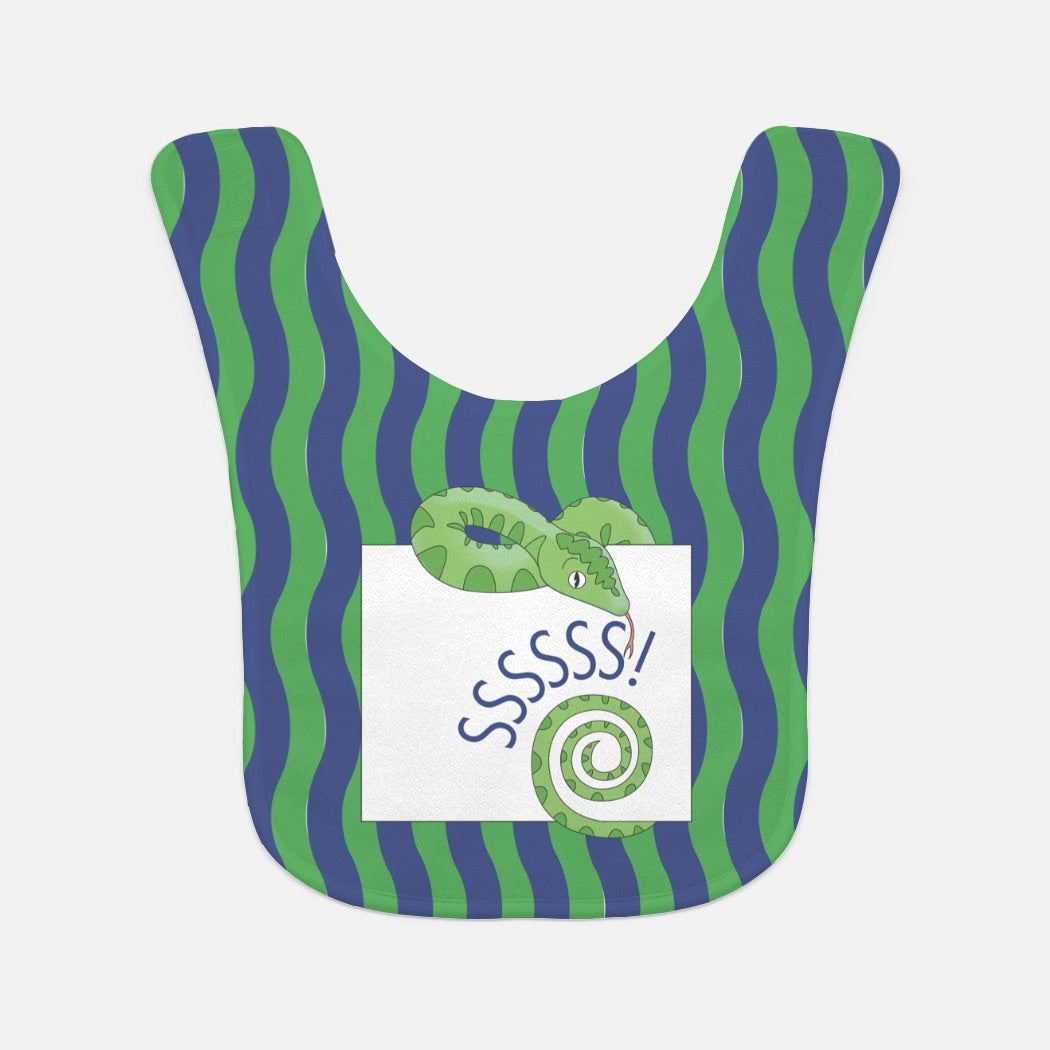 Jungle Animals Snake Baby Bib, Green Pattern