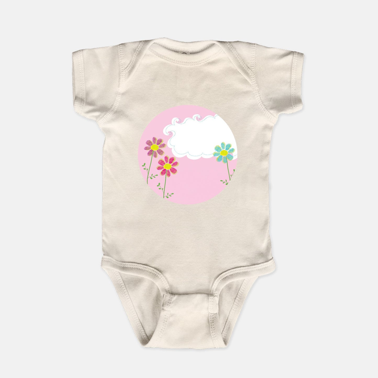 Fingerprint Flowers Short-Sleeve Baby Bodysuit