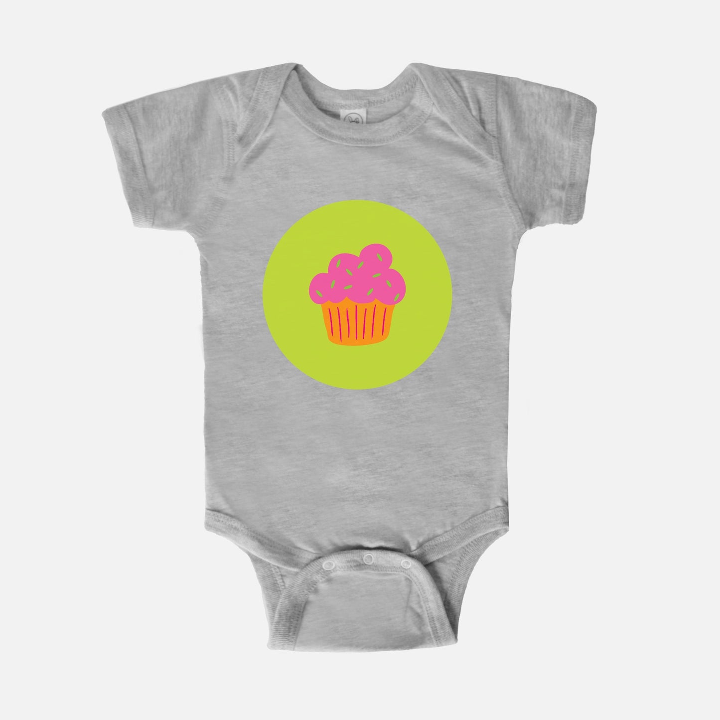 Cupcake Trio Short-Sleeve Baby Bodysuit | Pink Cupcake