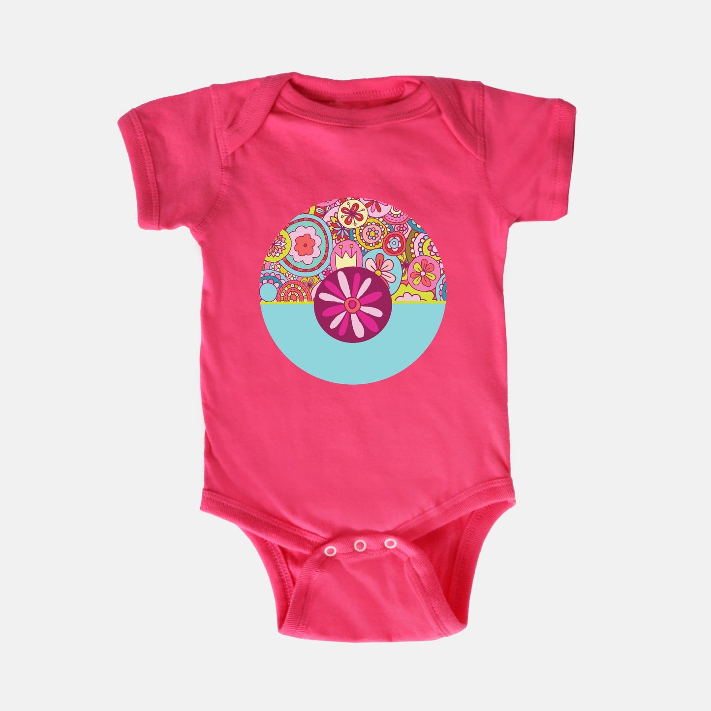 Retro Flower Collage Short-Sleeve Baby Bodysuit