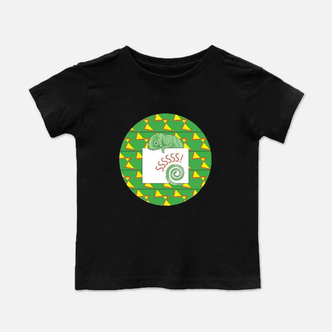 Jungle Animals Chameleon Short-Sleeve Toddler Tee, Yellow Pattern