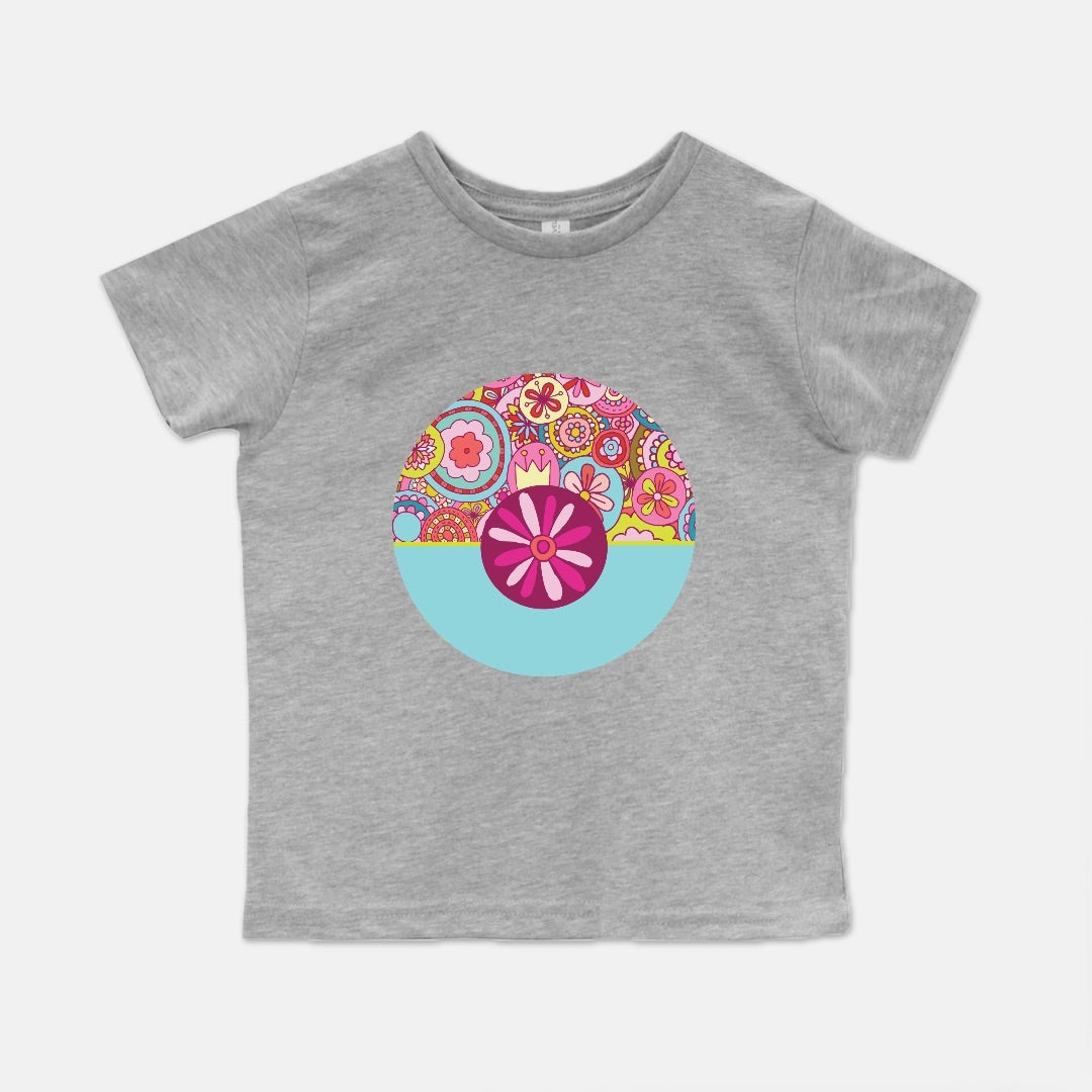 Retro Flower Collage Short-Sleeve Toddler Tee