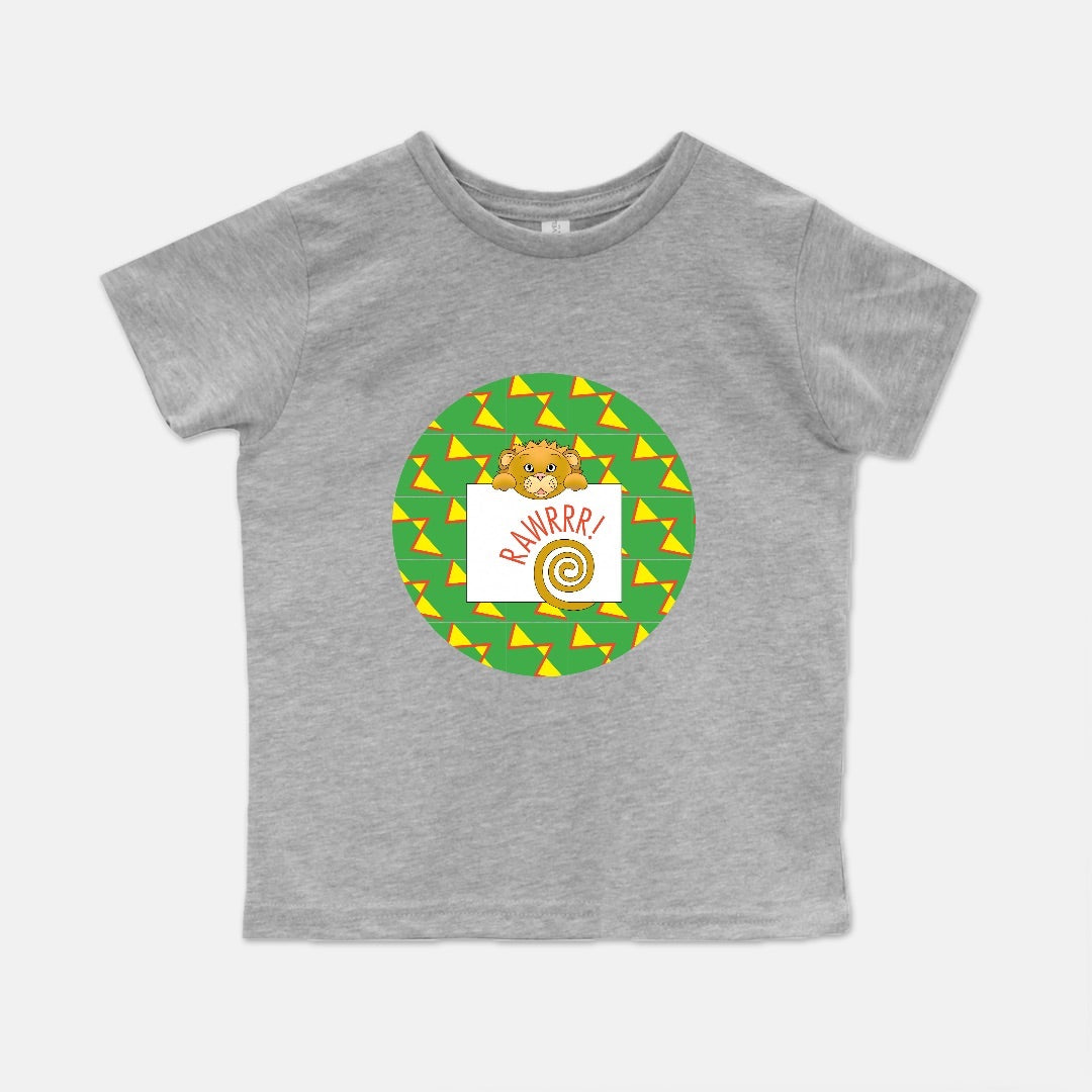 Jungle Animals Lion Short-Sleeve Toddler Tee, Yellow Pattern