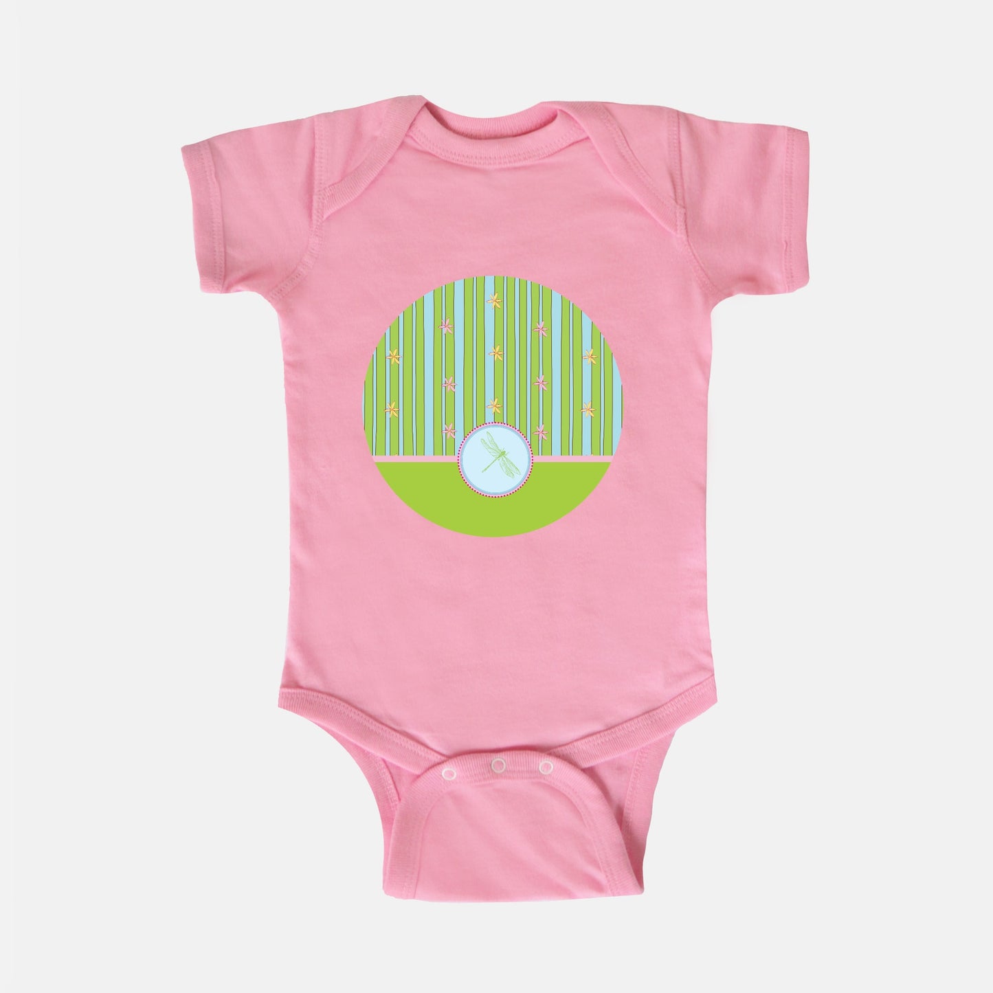 Green Dragonfly Short-Sleeve Baby Bodysuit