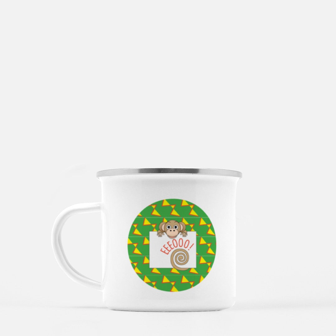 Jungle Animals Monkey 10-oz. Camp Mug, Yellow Pattern