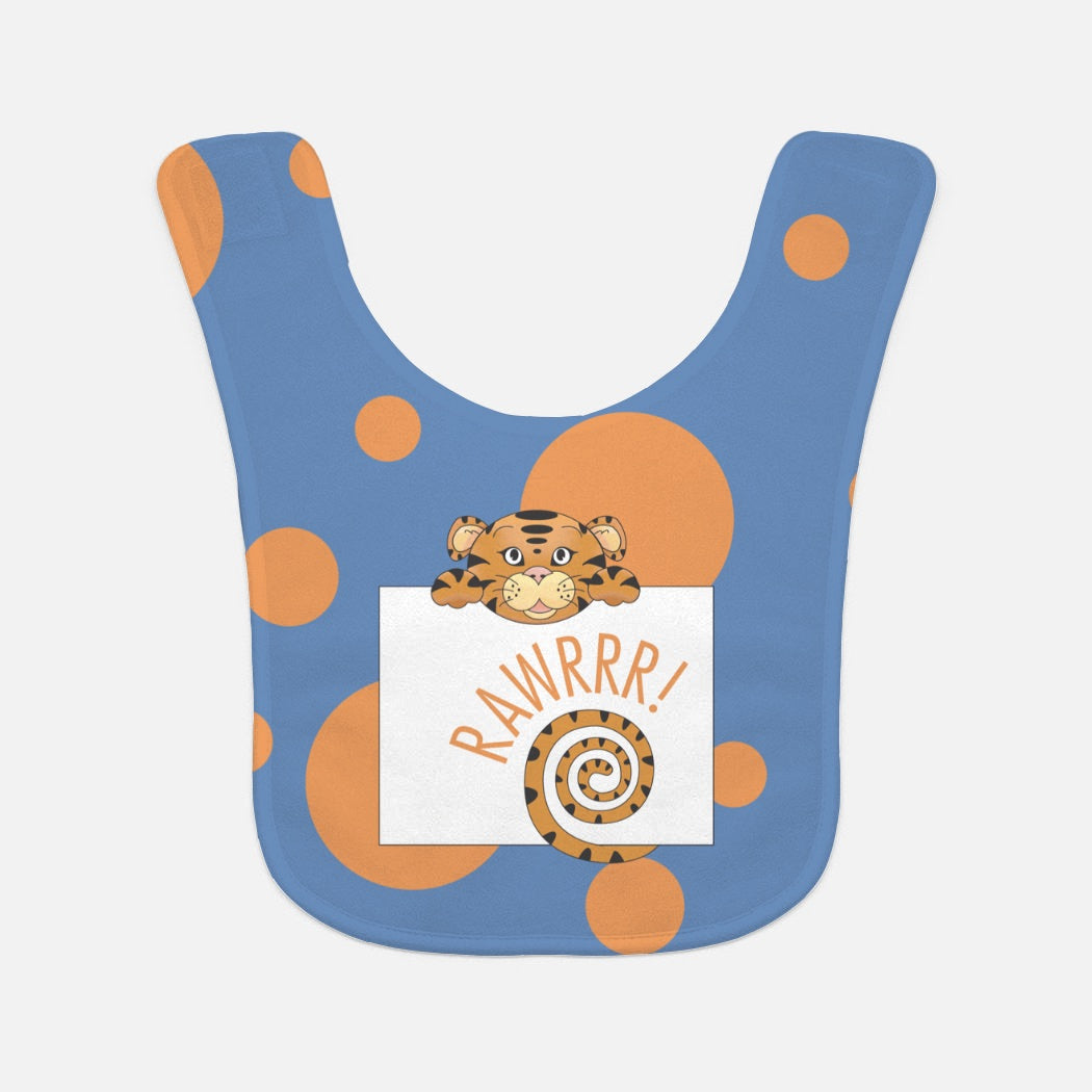 Jungle Animals Tiger Baby Bib, Blue Pattern