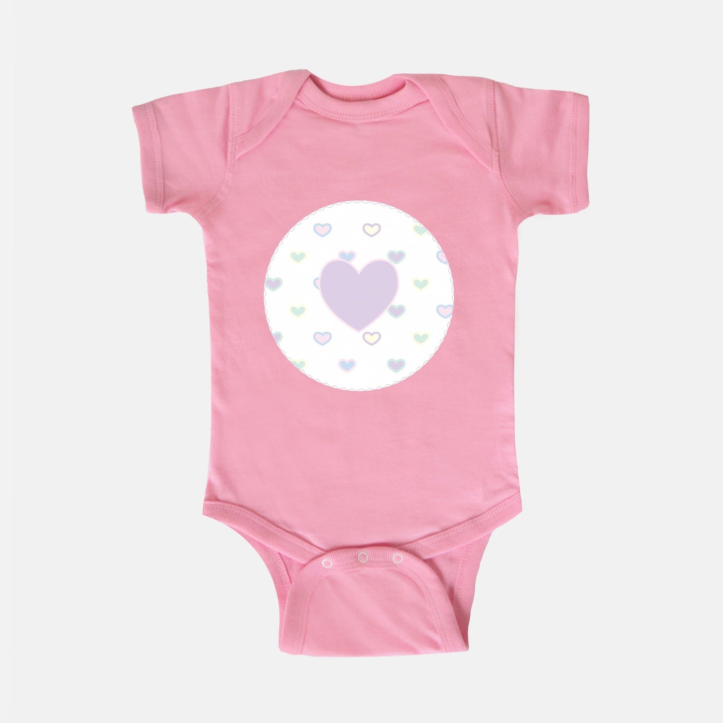 Multicolor Hearts Short-Sleeve Baby Bodysuit