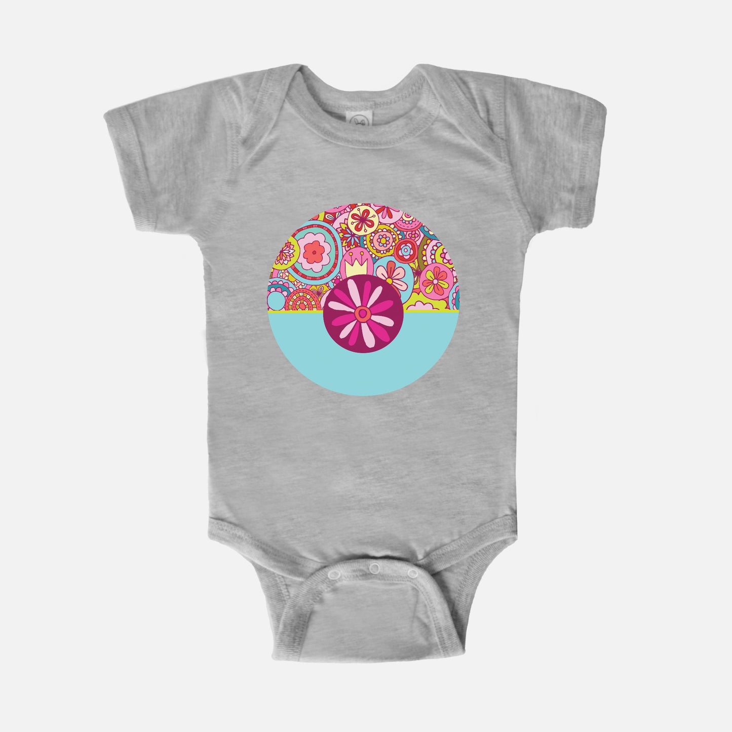 Retro Flower Collage Short-Sleeve Baby Bodysuit