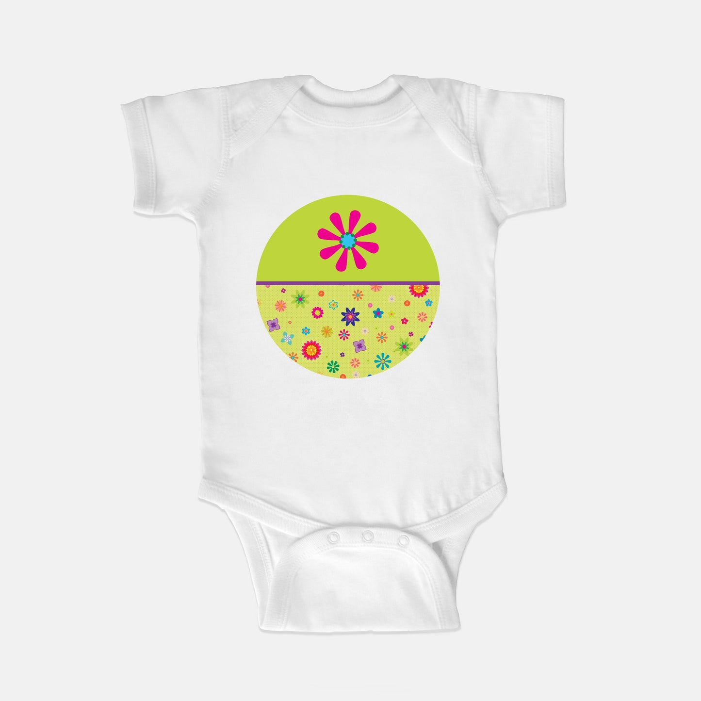 Floating Flowers Short-Sleeve Baby Bodysuit