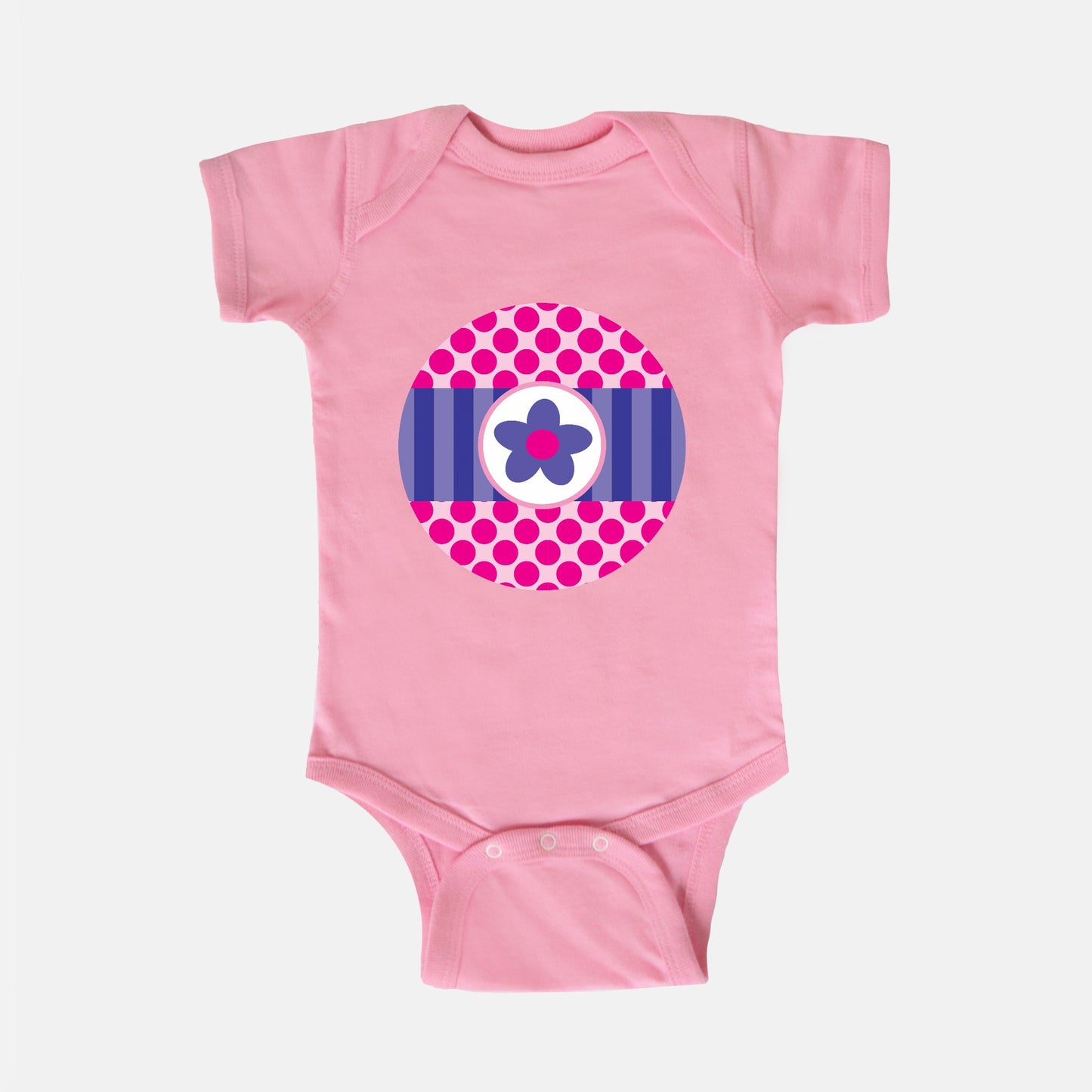 Big Pink Polka Dots Short-Sleeve Baby Bodysuit