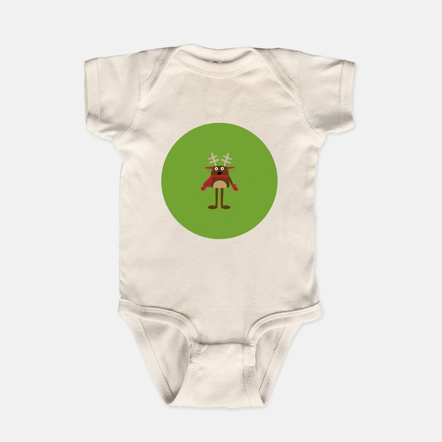 Christmas Reindeer Short-Sleeve Baby Bodysuit