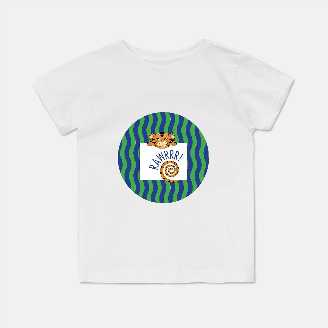 Jungle Animals Tiger Short-Sleeve Toddler Tee, Green Pattern