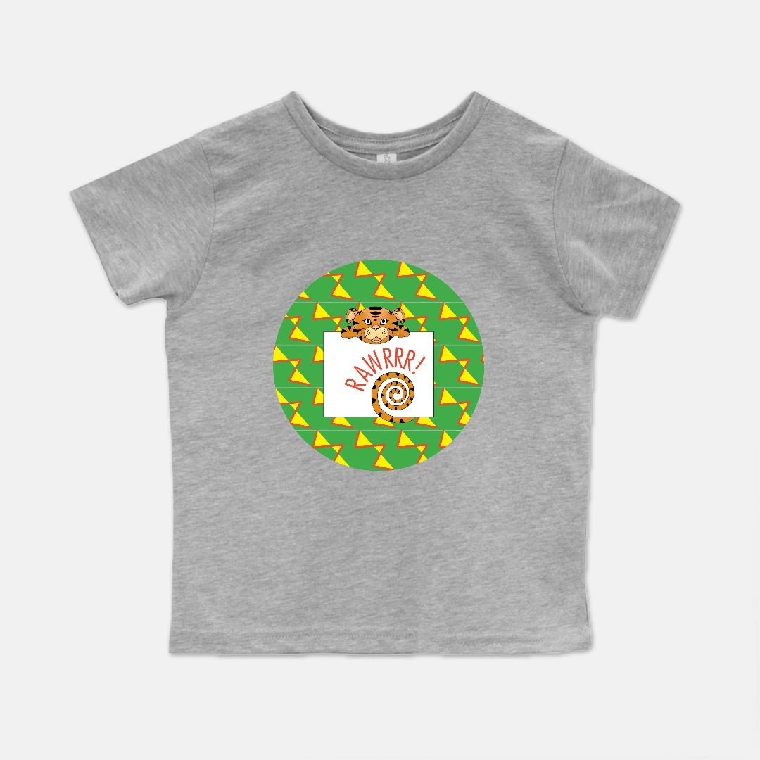 Jungle Animals Tiger Short-Sleeve Toddler Tee, Yellow Pattern