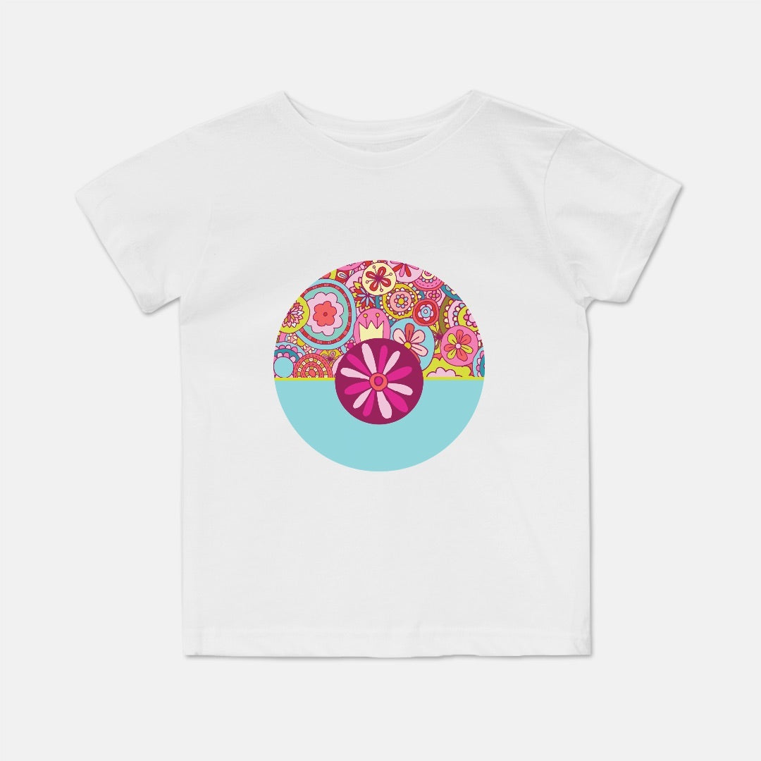 Retro Flower Collage Short-Sleeve Toddler Tee