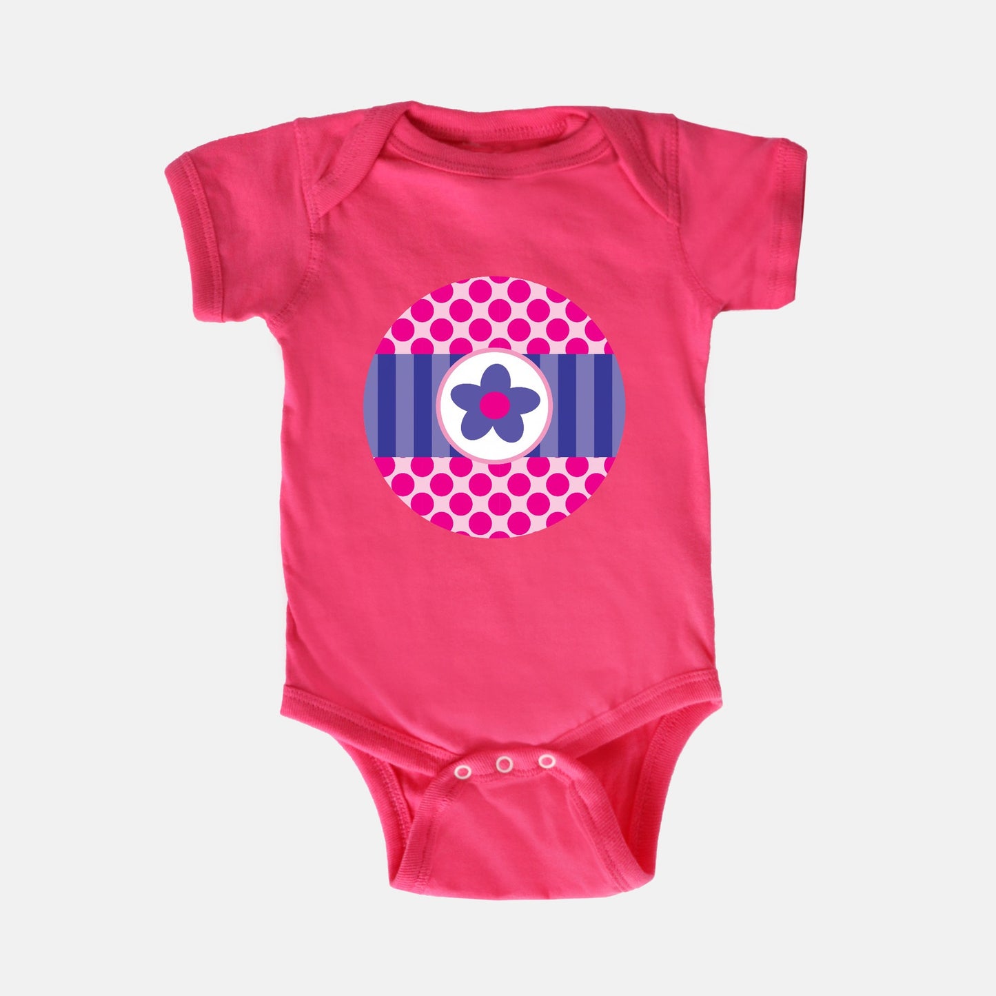 Big Pink Polka Dots Short-Sleeve Baby Bodysuit