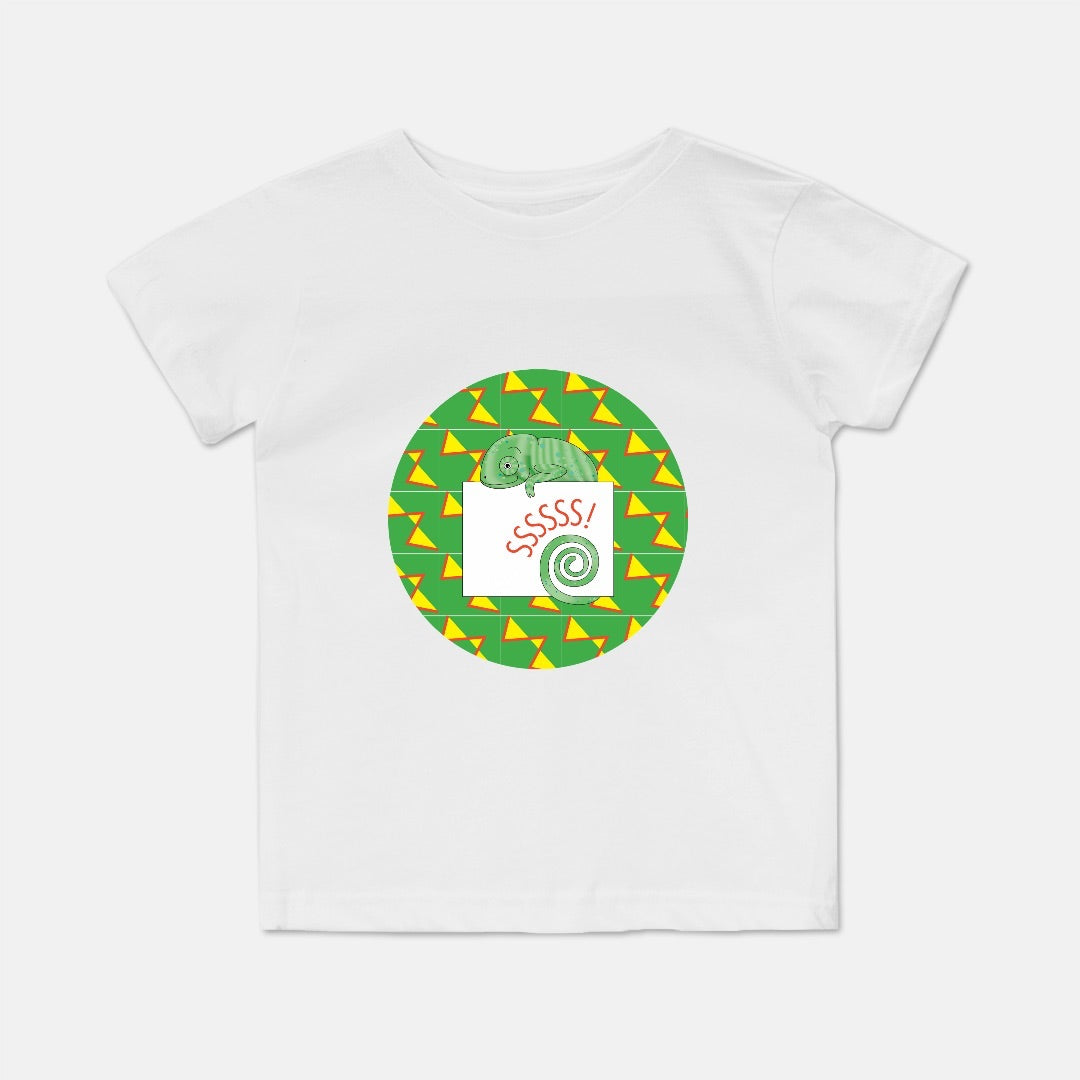 Jungle Animals Chameleon Short-Sleeve Toddler Tee, Yellow Pattern