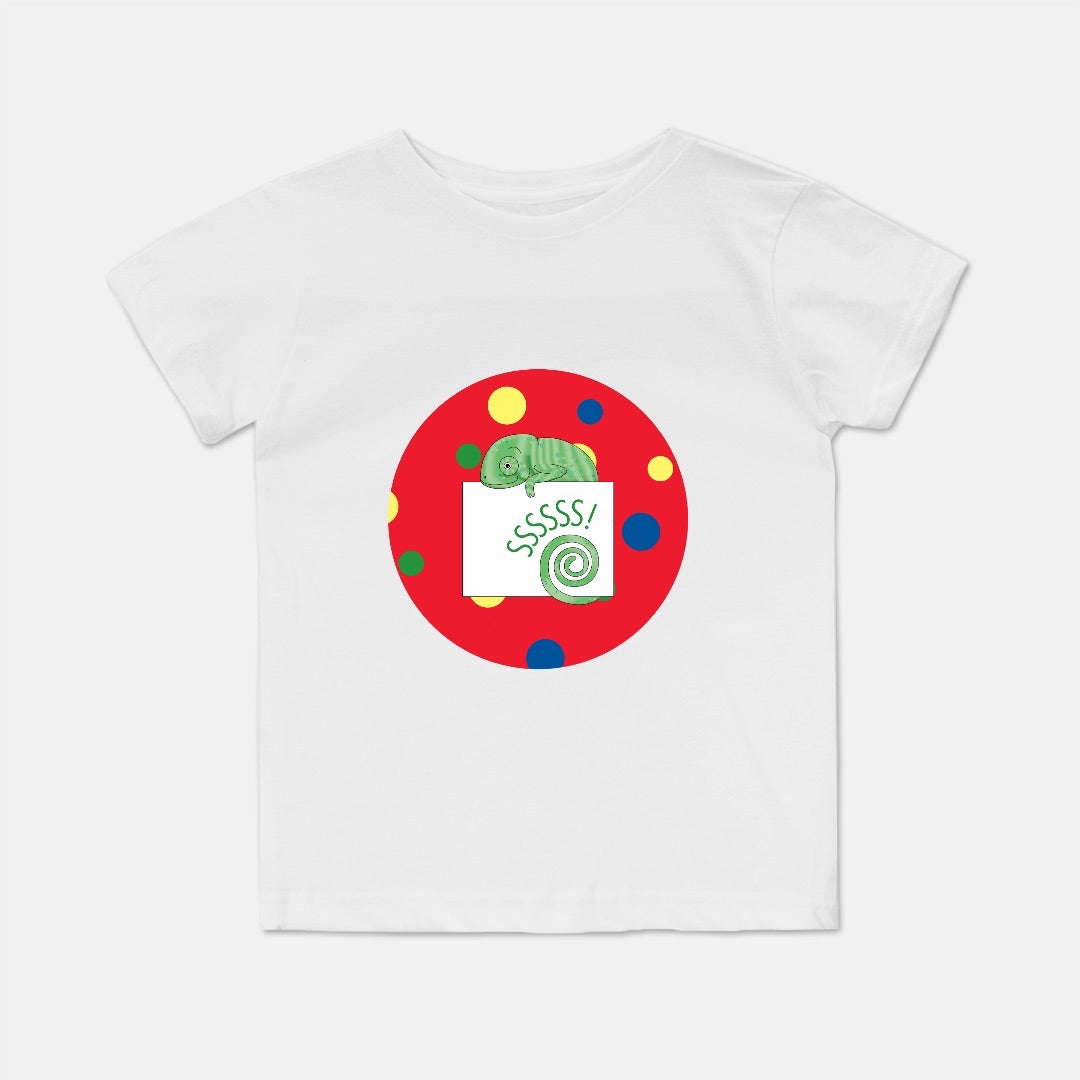 Jungle Animals Chameleon Short-Sleeve Toddler Tee, Red Pattern