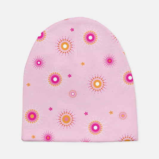 Firework Flowers Pink Baby Beanie Hat