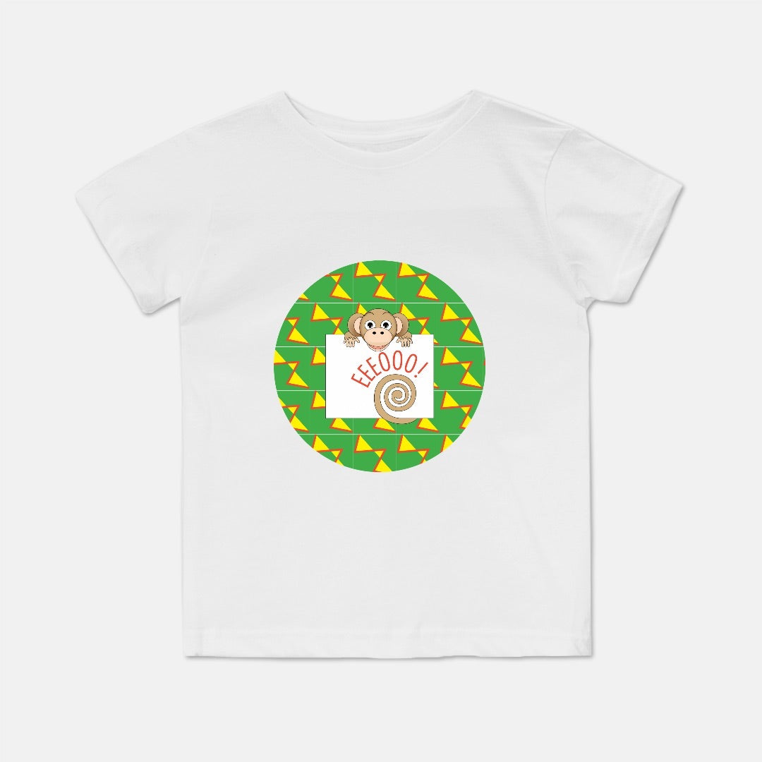 Jungle Animals Monkey Short-Sleeve Toddler Tee, Yellow Pattern