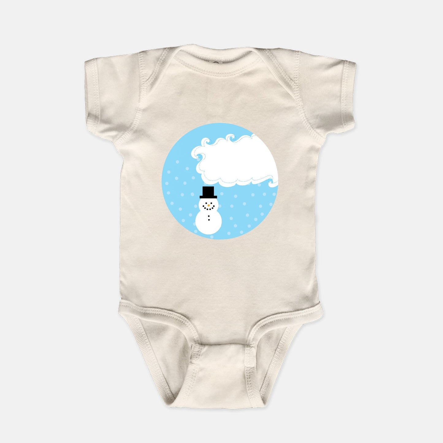 Whimsical White Snowman Short-Sleeve Baby Bodysuit