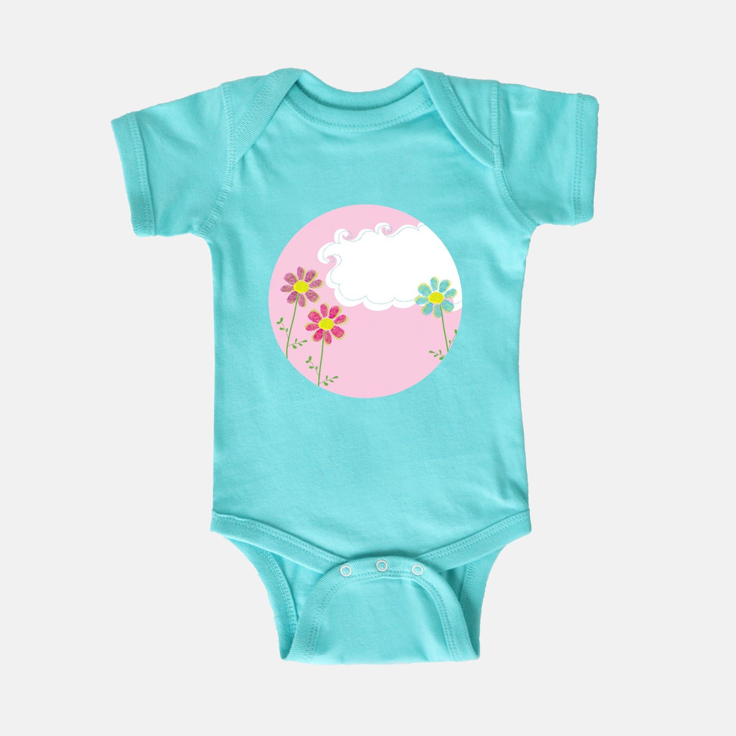 Fingerprint Flowers Short-Sleeve Baby Bodysuit