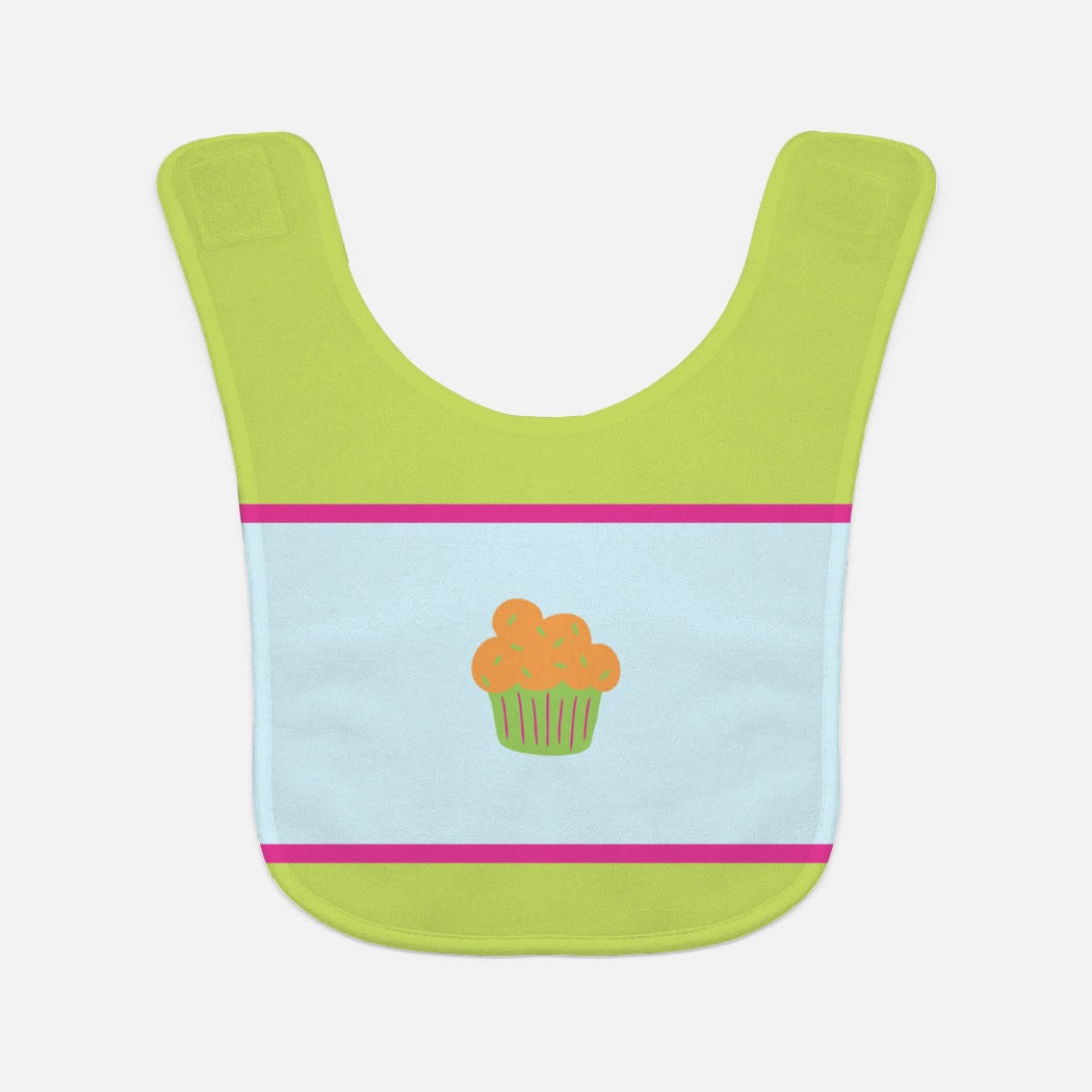 Cupcake Trio Baby Bib | Orange Cupcake