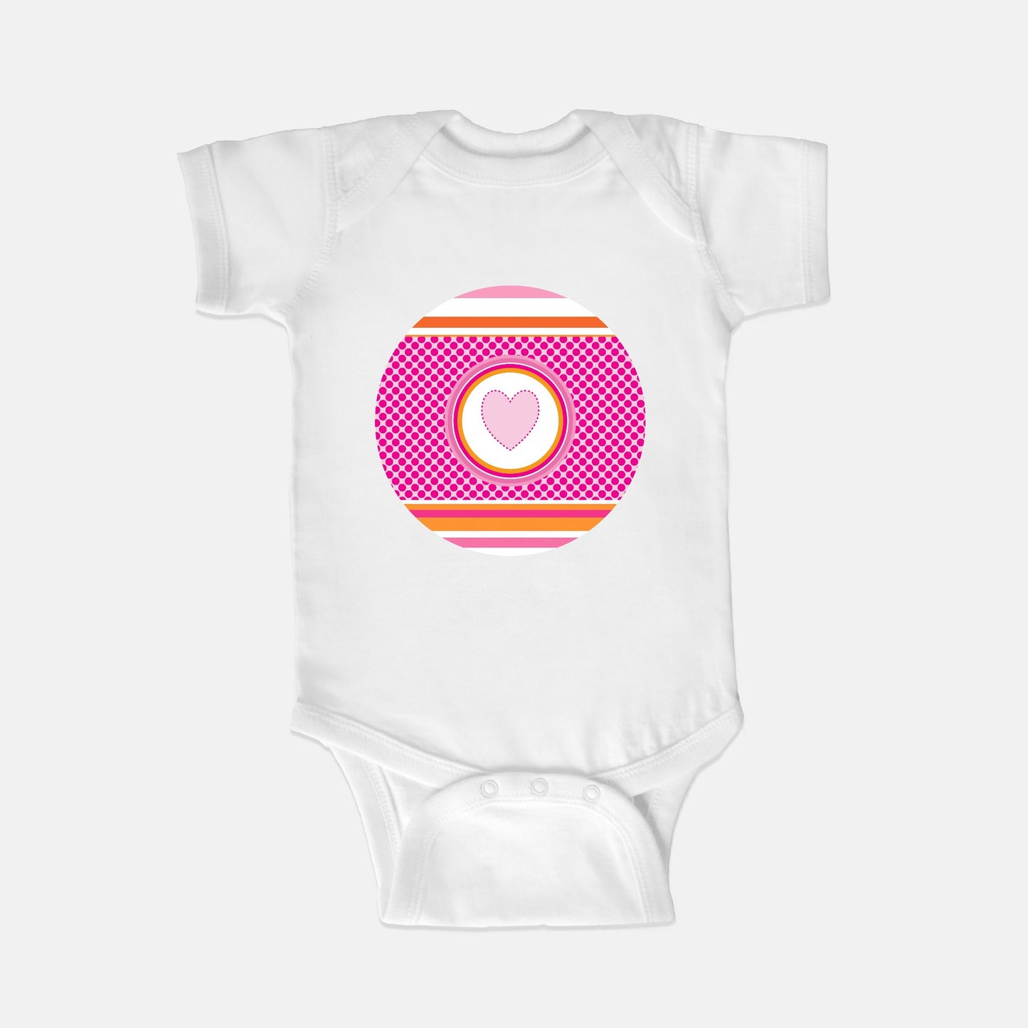 Pastel Pink Stripes Horizontal Short-Sleeve Baby Bodysuit