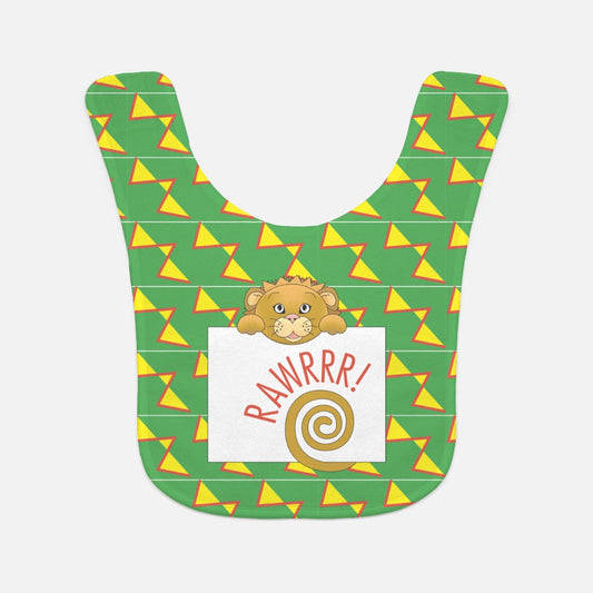 Jungle Animals Lion Baby Bib, Yellow Pattern