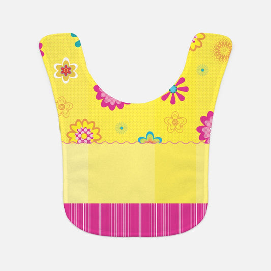 Floating Flowers & Stripes Pink Baby Bib