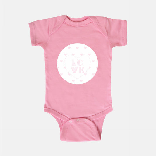 Pink Hearts Short-Sleeve Baby Bodysuit