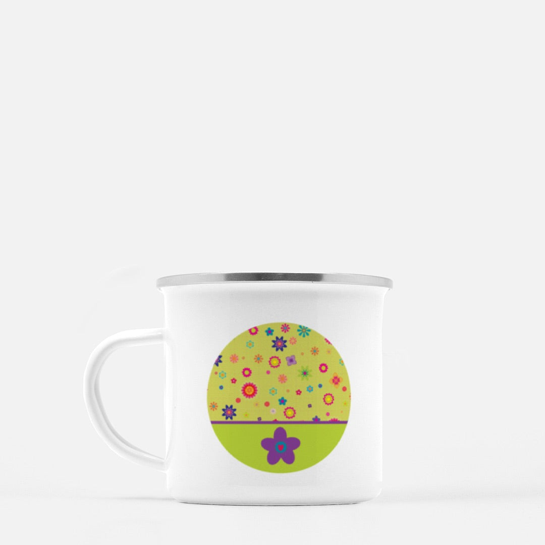 Floating Flowers Purple 10-oz. Camp Mug